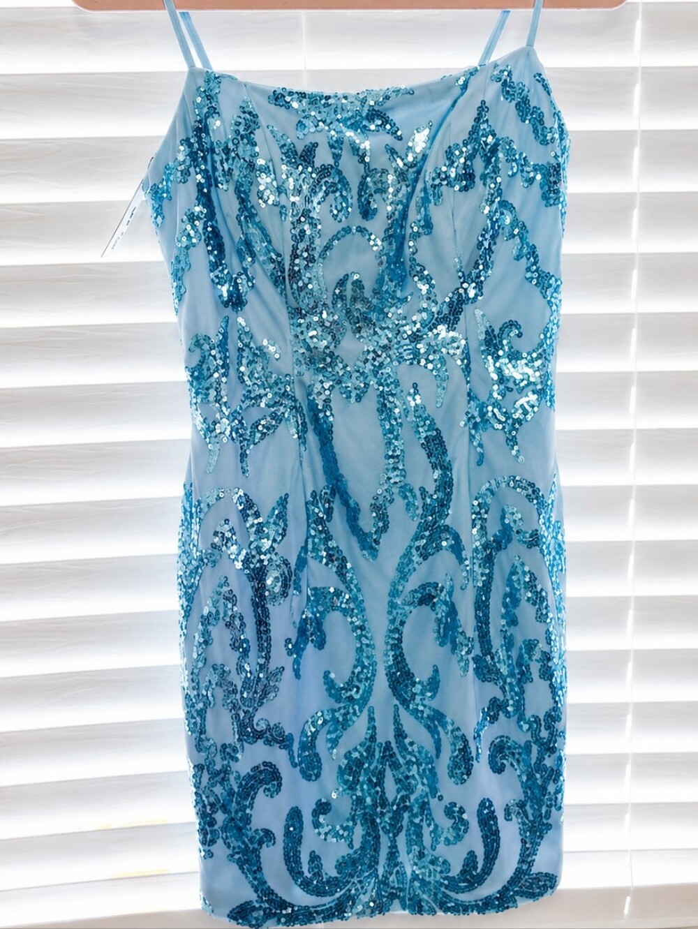 Sparkling Teal Sequin Slip Dress